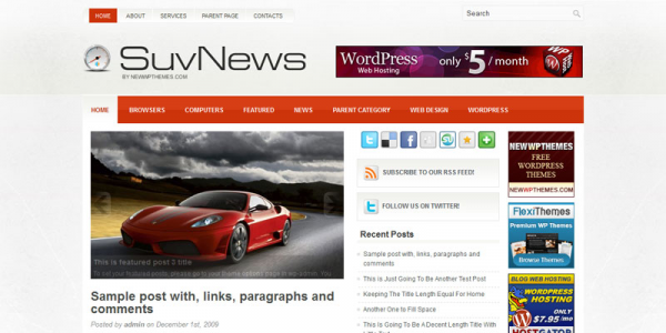 Автомобильный шаблон для сайтов на wordpress: SuvNews