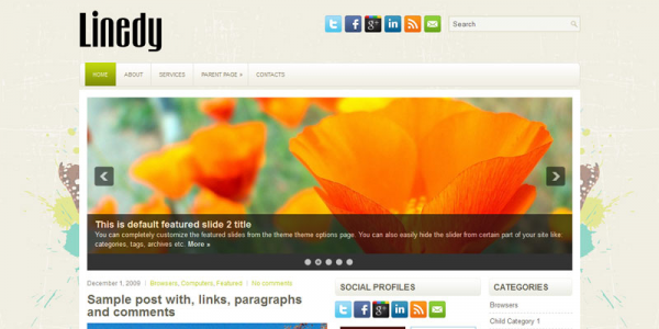 Цветы в шаблоне для wordpress: Linedy