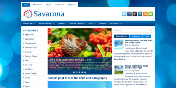 Синяя новостная тема вордпресс: Savarona